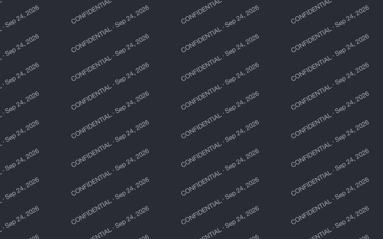 The watermark alone, 'CONFIDENTIAL · Sep 24, 2026' tiled diagonally in staggered rows, as the overlay draws it